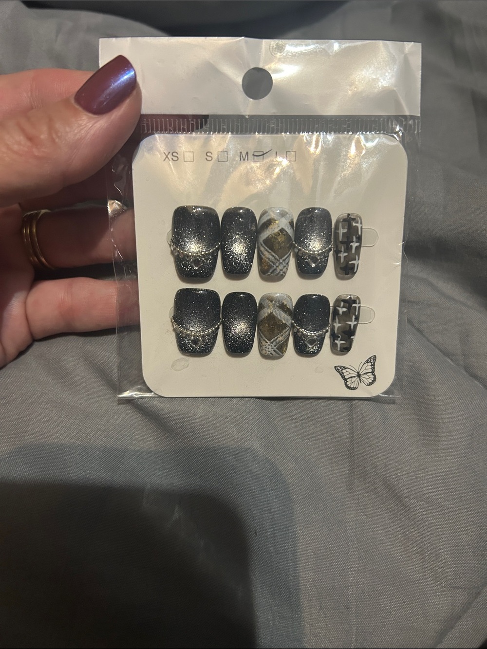 Gothic Halloween Black Glitter Press-On Nails Women Accessories NEW!!